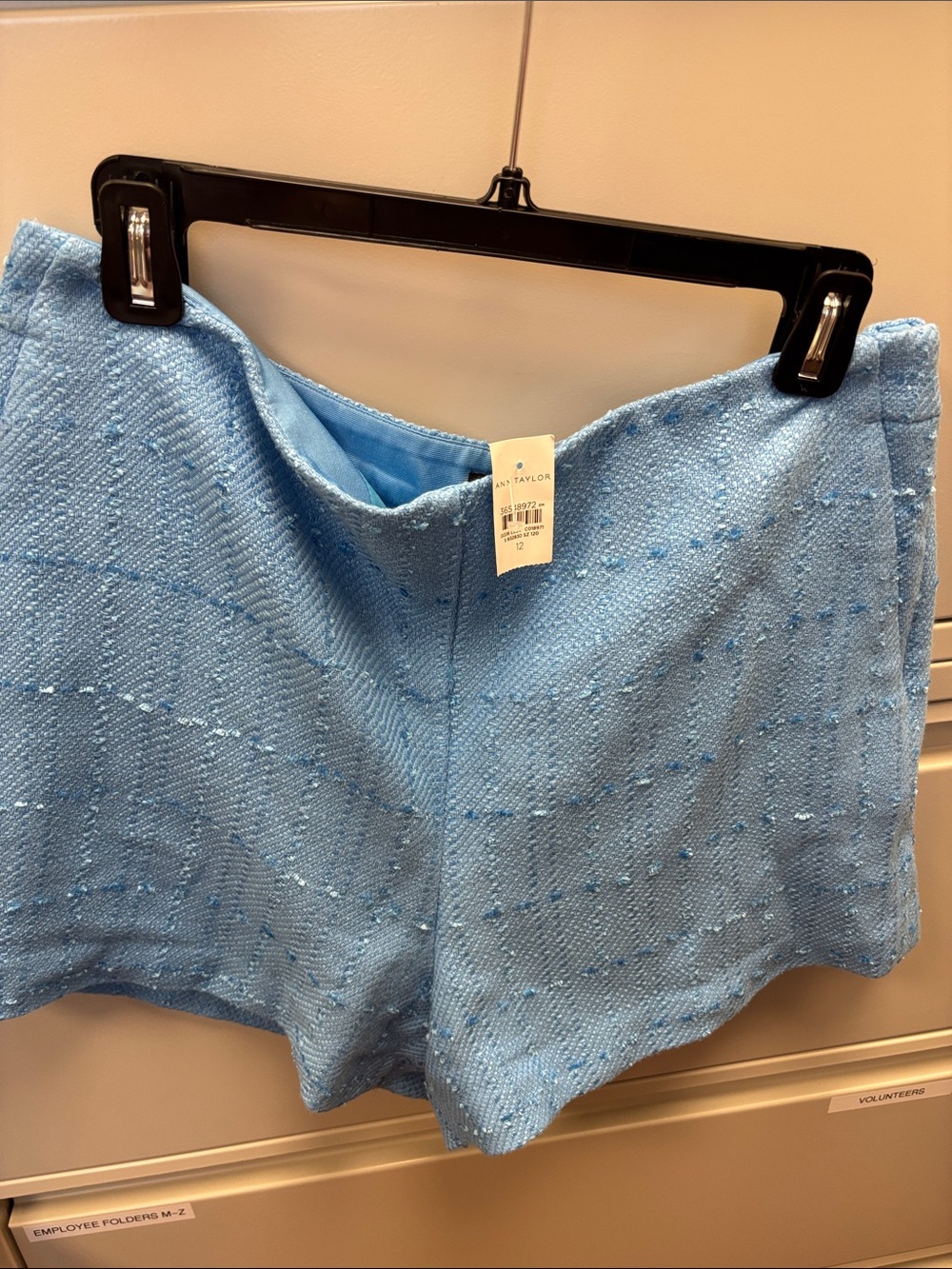 Ann Taylor Sky Blue Tweed High-Rise Shorts